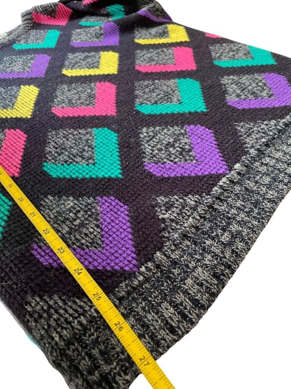 Retro 90's Bold Multicolor Sweater Abstract Shapes Vintage Knitwear Grandpa Swea - Picture 9 of 9